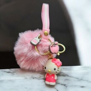 Hello Kitty Pom Pom Bag Charm Or Keychain